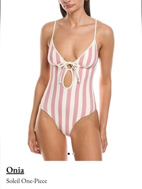 Onia Pink & Cream Striped One-Piece Swimsuit